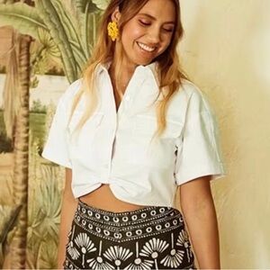 Antonio Melani x The Nat Note Frankie Large White Cropped Button Twist Top